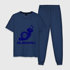 Мужская пижама хлопок с принтом Subaru в Курске, 100% хлопок | брюки и футболка прямого кроя, без карманов, на брюках мягкая резинка на поясе и по низу штанин
 | subaru | авто | субарик | субару | турбина | улитка