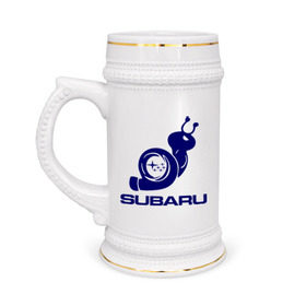Кружка пивная с принтом Subaru в Курске,  керамика (Материал выдерживает высокую температуру, стоит избегать резкого перепада температур) |  объем 630 мл | subaru | авто | субарик | субару | турбина | улитка