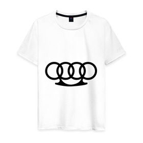 Мужская футболка хлопок с принтом Audi кастет в Курске, 100% хлопок | прямой крой, круглый вырез горловины, длина до линии бедер, слегка спущенное плечо. | Тематика изображения на принте: audi | авто | ауди | кастет