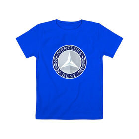 Детская футболка хлопок с принтом Mersedes benz в Курске, 100% хлопок | круглый вырез горловины, полуприлегающий силуэт, длина до линии бедер | Тематика изображения на принте: benz | mersedes | авто | бенз | лого | мерседес