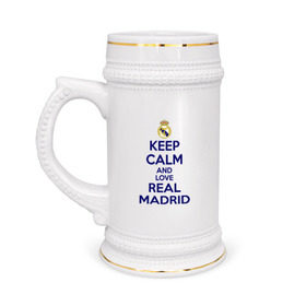 Кружка пивная с принтом Real Madrid в Курске,  керамика (Материал выдерживает высокую температуру, стоит избегать резкого перепада температур) |  объем 630 мл | love | real madrid | реал мадрид | спорт | футбол
