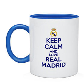 Кружка двухцветная с принтом Real Madrid в Курске, керамика | объем — 330 мл, диаметр — 80 мм. Цветная ручка и кайма сверху, в некоторых цветах — вся внутренняя часть | love | real madrid | реал мадрид | спорт | футбол