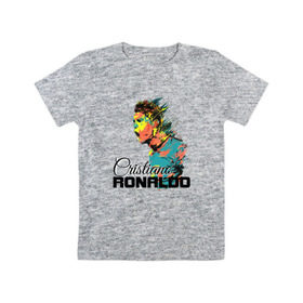 Детская футболка хлопок с принтом Cristiano Ronaldo в Курске, 100% хлопок | круглый вырез горловины, полуприлегающий силуэт, длина до линии бедер | Тематика изображения на принте: 