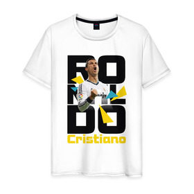 Мужская футболка хлопок с принтом Ronaldo в Курске, 100% хлопок | прямой крой, круглый вырез горловины, длина до линии бедер, слегка спущенное плечо. | Тематика изображения на принте: роналдо