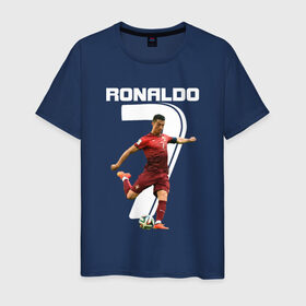 Мужская футболка хлопок с принтом Ronaldo в Курске, 100% хлопок | прямой крой, круглый вырез горловины, длина до линии бедер, слегка спущенное плечо. | Тематика изображения на принте: роналдо