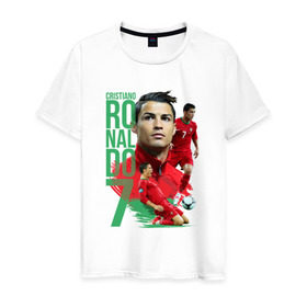 Мужская футболка хлопок с принтом Ronaldo в Курске, 100% хлопок | прямой крой, круглый вырез горловины, длина до линии бедер, слегка спущенное плечо. | роналдо