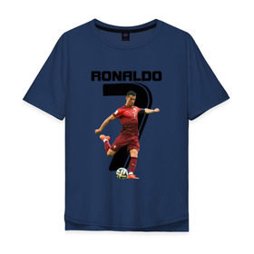 Мужская футболка хлопок Oversize с принтом Ronaldo в Курске, 100% хлопок | свободный крой, круглый ворот, “спинка” длиннее передней части | Тематика изображения на принте: роналдо
