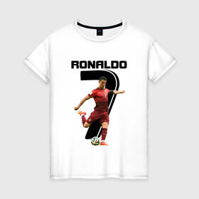 Женская футболка хлопок с принтом Ronaldo в Курске, 100% хлопок | прямой крой, круглый вырез горловины, длина до линии бедер, слегка спущенное плечо | роналдо