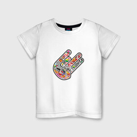 Детская футболка хлопок с принтом Hand Shocker в Курске, 100% хлопок | круглый вырез горловины, полуприлегающий силуэт, длина до линии бедер | bomb | shock | sticker | stickerbomb handshockerhand | t shirt