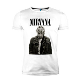 Мужская футболка премиум с принтом nirvana t-shirt в Курске, 92% хлопок, 8% лайкра | приталенный силуэт, круглый вырез ворота, длина до линии бедра, короткий рукав | kurt cobain | nirvana | гранж | курт кобейн | нирвана