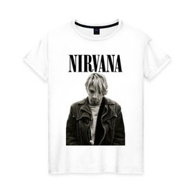 Женская футболка хлопок с принтом nirvana t-shirt в Курске, 100% хлопок | прямой крой, круглый вырез горловины, длина до линии бедер, слегка спущенное плечо | kurt cobain | nirvana | гранж | курт кобейн | нирвана