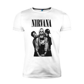 Мужская футболка премиум с принтом Nirvana Group в Курске, 92% хлопок, 8% лайкра | приталенный силуэт, круглый вырез ворота, длина до линии бедра, короткий рукав | kurt cobain | nirvana | курт кобейн | нирвана | нранж
