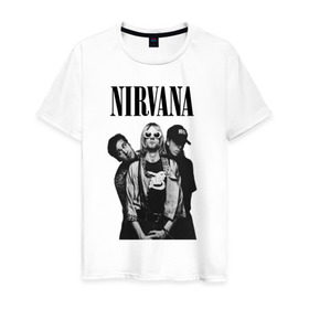Мужская футболка хлопок с принтом Nirvana Group в Курске, 100% хлопок | прямой крой, круглый вырез горловины, длина до линии бедер, слегка спущенное плечо. | kurt cobain | nirvana | курт кобейн | нирвана | нранж