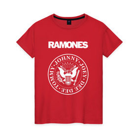 Женская футболка хлопок с принтом Ramones в Курске, 100% хлопок | прямой крой, круглый вырез горловины, длина до линии бедер, слегка спущенное плечо | Тематика изображения на принте: joey ramone | punk | ramones | панк | рамонес