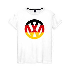 Женская футболка хлопок с принтом Wolksvagen в Курске, 100% хлопок | прямой крой, круглый вырез горловины, длина до линии бедер, слегка спущенное плечо | wolksvagen авто фольцваген