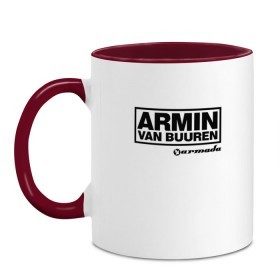 Кружка двухцветная с принтом Armin van Buuren в Курске, керамика | объем — 330 мл, диаметр — 80 мм. Цветная ручка и кайма сверху, в некоторых цветах — вся внутренняя часть | armada | armin van buuren | trance | армин
