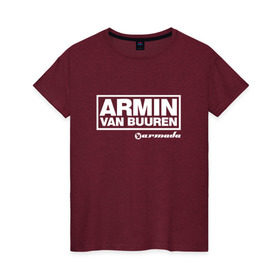 Женская футболка хлопок с принтом Armin van Buuren в Курске, 100% хлопок | прямой крой, круглый вырез горловины, длина до линии бедер, слегка спущенное плечо | Тематика изображения на принте: armada | armin van buuren | trance | армин