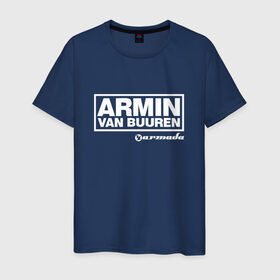 Мужская футболка хлопок с принтом Armin van Buuren в Курске, 100% хлопок | прямой крой, круглый вырез горловины, длина до линии бедер, слегка спущенное плечо. | armada | armin van buuren | trance | армин