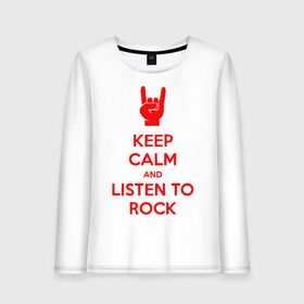 Женский лонгслив хлопок с принтом Keep, calm,rock в Курске, 100% хлопок |  | keep | rock | сохраняй спокойствие и слушай рок.calm
