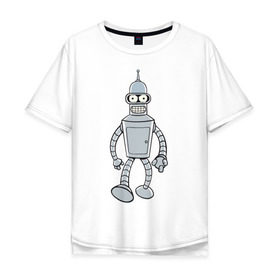 Мужская футболка хлопок Oversize с принтом BENDER (color) в Курске, 100% хлопок | свободный крой, круглый ворот, “спинка” длиннее передней части | futurama | бендер | футурама