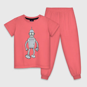 Детская пижама хлопок с принтом BENDER (color) в Курске, 100% хлопок |  брюки и футболка прямого кроя, без карманов, на брюках мягкая резинка на поясе и по низу штанин
 | futurama | бендер | футурама