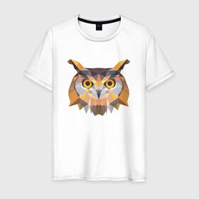 Мужская футболка хлопок с принтом Сова или Филин в Курске, 100% хлопок | прямой крой, круглый вырез горловины, длина до линии бедер, слегка спущенное плечо. | сова