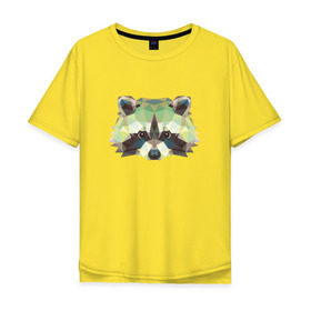 Мужская футболка хлопок Oversize с принтом Енот, Мордочка енота в Курске, 100% хлопок | свободный крой, круглый ворот, “спинка” длиннее передней части | енот