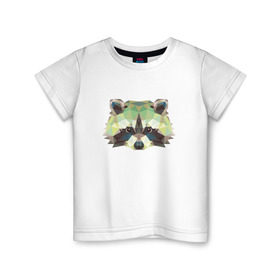 Детская футболка хлопок с принтом Енот, Мордочка енота в Курске, 100% хлопок | круглый вырез горловины, полуприлегающий силуэт, длина до линии бедер | Тематика изображения на принте: енот
