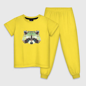 Детская пижама хлопок с принтом Енот, Мордочка енота в Курске, 100% хлопок |  брюки и футболка прямого кроя, без карманов, на брюках мягкая резинка на поясе и по низу штанин
 | енот