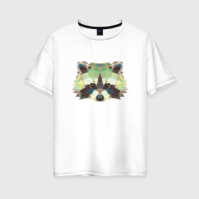 Женская футболка хлопок Oversize с принтом Енот Мордочка енота в Курске, 100% хлопок | свободный крой, круглый ворот, спущенный рукав, длина до линии бедер
 | енот
