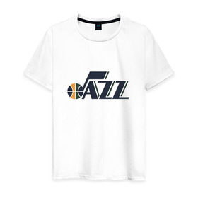 Мужская футболка хлопок с принтом NBA Utah Jazz в Курске, 100% хлопок | прямой крой, круглый вырез горловины, длина до линии бедер, слегка спущенное плечо. | jazz | nba | utah | баскетбол | джазз | нба | юта
