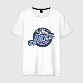 Мужская футболка хлопок с принтом NBA Utah Jazz в Курске, 100% хлопок | прямой крой, круглый вырез горловины, длина до линии бедер, слегка спущенное плечо. | jazz | nba | nba utah jazz basketballбаскетбол | utah | нба | спорт