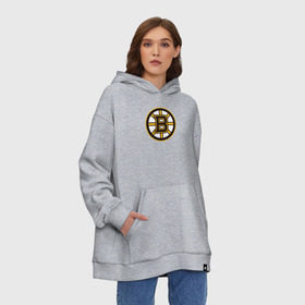 Худи SuperOversize хлопок с принтом Boston Bruins в Курске, 70% хлопок, 30% полиэстер, мягкий начес внутри | карман-кенгуру, эластичная резинка на манжетах и по нижней кромке, двухслойный капюшон
 | boston bruins | nhl | нхл | хоккей