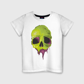 Детская футболка хлопок с принтом Кислотный череп в Курске, 100% хлопок | круглый вырез горловины, полуприлегающий силуэт, длина до линии бедер | Тематика изображения на принте: 
