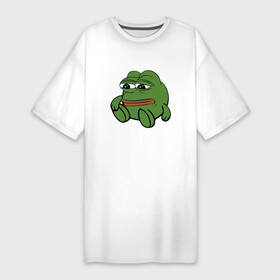 Платье-футболка хлопок с принтом Грустняш в Курске,  |  | pepe | грустная жаба | жаба | мем | пепе