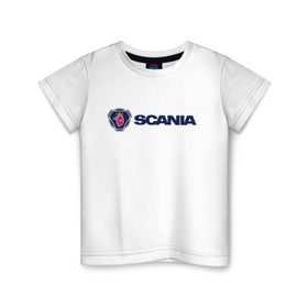 Детская футболка хлопок с принтом SCANIA в Курске, 100% хлопок | круглый вырез горловины, полуприлегающий силуэт, длина до линии бедер | scania | грузовик | скания