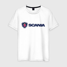 Мужская футболка хлопок с принтом SCANIA в Курске, 100% хлопок | прямой крой, круглый вырез горловины, длина до линии бедер, слегка спущенное плечо. | scania | грузовик | скания