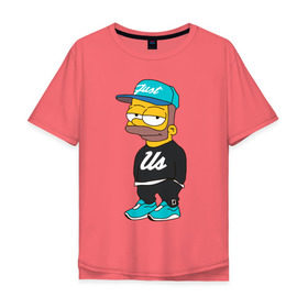 Мужская футболка хлопок Oversize с принтом Барт Симпсон в Курске, 100% хлопок | свободный крой, круглый ворот, “спинка” длиннее передней части | bart | simpsons | барт симпсон | симпсон