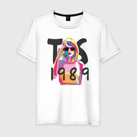 Мужская футболка хлопок с принтом TS 1989 в Курске, 100% хлопок | прямой крой, круглый вырез горловины, длина до линии бедер, слегка спущенное плечо. | Тематика изображения на принте: 1989 | taylor swift | музыка | тэйлор свифт