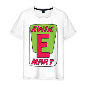 Мужская футболка хлопок с принтом KWIK E MART в Курске, 100% хлопок | прямой крой, круглый вырез горловины, длина до линии бедер, слегка спущенное плечо. | kwik e mart the simpsons симпсоны квик е марк