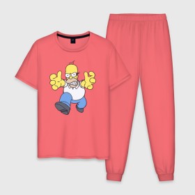 Мужская пижама хлопок с принтом Angry Homer в Курске, 100% хлопок | брюки и футболка прямого кроя, без карманов, на брюках мягкая резинка на поясе и по низу штанин
 | angry homer simpson симпсон злой гомер барт
