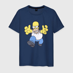 Мужская футболка хлопок с принтом Angry Homer в Курске, 100% хлопок | прямой крой, круглый вырез горловины, длина до линии бедер, слегка спущенное плечо. | angry homer simpson симпсон злой гомер барт