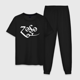 Мужская пижама хлопок с принтом Led Zeppelin в Курске, 100% хлопок | брюки и футболка прямого кроя, без карманов, на брюках мягкая резинка на поясе и по низу штанин
 | led zeppelin music лэд зепплин