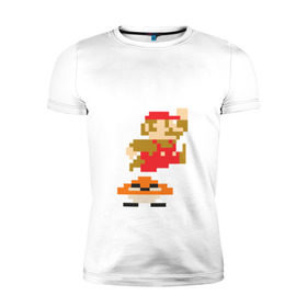 Мужская футболка премиум с принтом Mario в Курске, 92% хлопок, 8% лайкра | приталенный силуэт, круглый вырез ворота, длина до линии бедра, короткий рукав | nintendo | марио | нинтендо