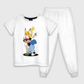 Детская пижама хлопок с принтом Пикачу в Курске, 100% хлопок |  брюки и футболка прямого кроя, без карманов, на брюках мягкая резинка на поясе и по низу штанин
 | 
