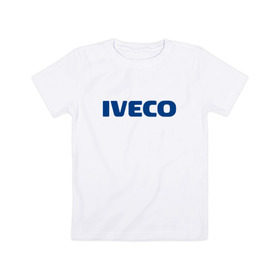 Детская футболка хлопок с принтом Iveco в Курске, 100% хлопок | круглый вырез горловины, полуприлегающий силуэт, длина до линии бедер | Тематика изображения на принте: ивеко