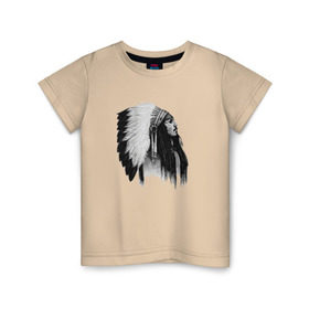 Детская футболка хлопок с принтом Джонни Депп в Курске, 100% хлопок | круглый вырез горловины, полуприлегающий силуэт, длина до линии бедер | Тематика изображения на принте: актер | джонни депп | индеец