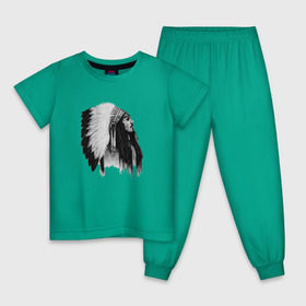 Детская пижама хлопок с принтом Джонни Депп в Курске, 100% хлопок |  брюки и футболка прямого кроя, без карманов, на брюках мягкая резинка на поясе и по низу штанин
 | Тематика изображения на принте: актер | джонни депп | индеец