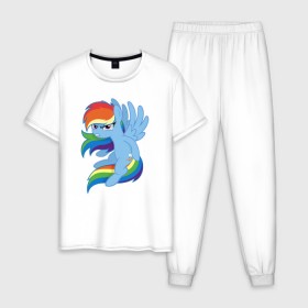Мужская пижама хлопок с принтом Rainbow Dash Angry в Курске, 100% хлопок | брюки и футболка прямого кроя, без карманов, на брюках мягкая резинка на поясе и по низу штанин
 | friendship is magic | my little pony | rainbow dash