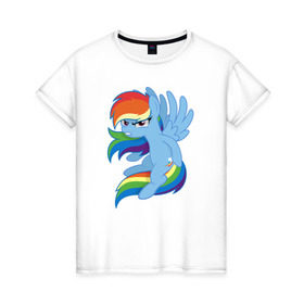 Женская футболка хлопок с принтом Rainbow Dash Angry в Курске, 100% хлопок | прямой крой, круглый вырез горловины, длина до линии бедер, слегка спущенное плечо | friendship is magic | my little pony | rainbow dash
